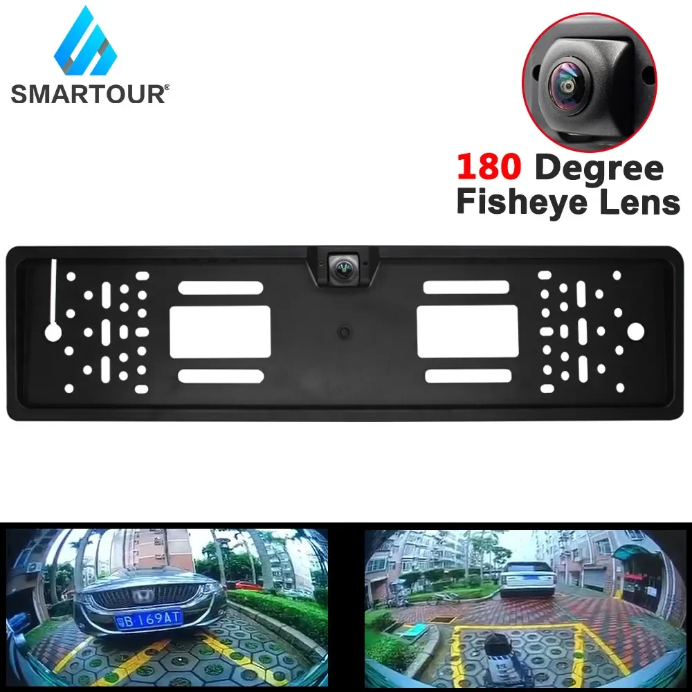 

Fisheye 180° HD European Car Number License Plate Frame Rear View Camera Night Vision Reverse Backup Parking Cam Auto Accessory