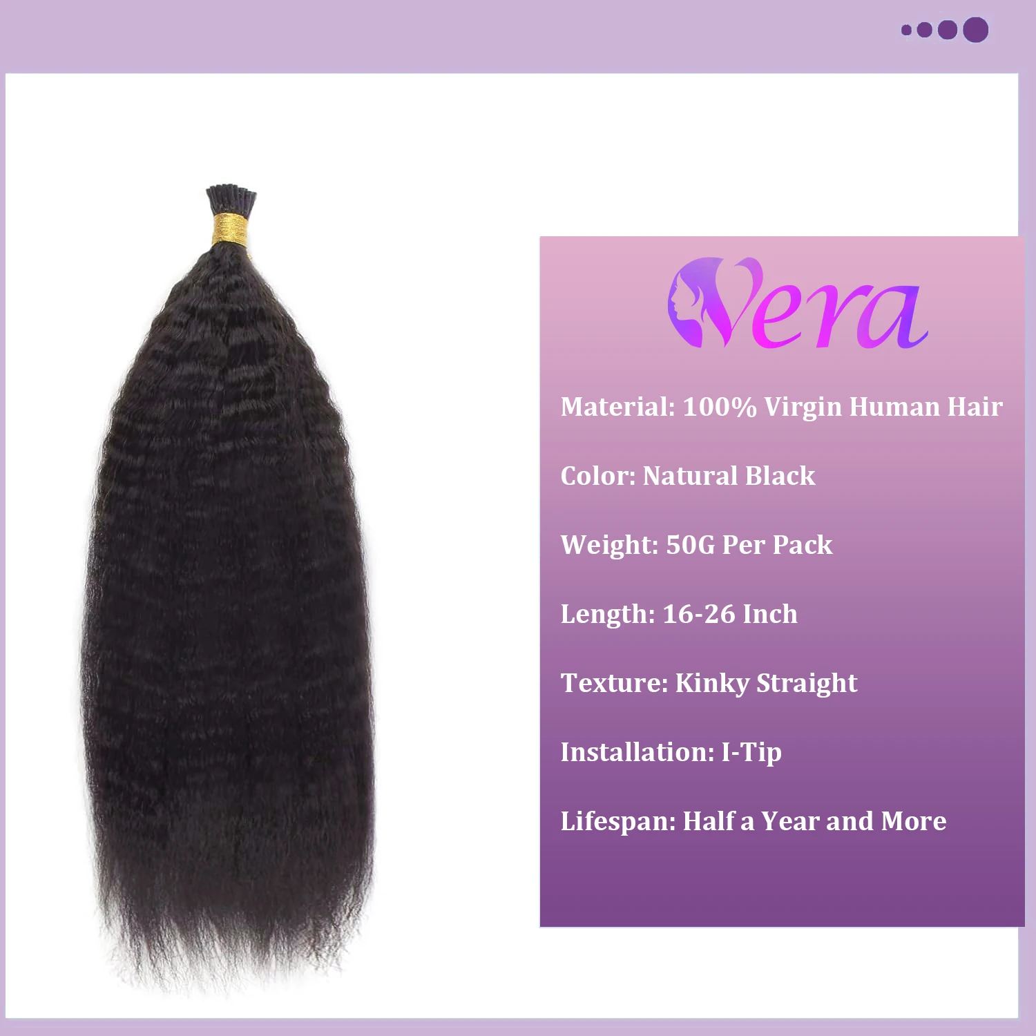 I Tip Hair Extensions Human Hair Kinky Straight Itips For Black Women Full to Bottom Natural Black I Tips hair extensions