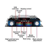 1800W Peak Power HiFi Sound Amplifier Digital 4 Channel Audio Amplifier Bluetooth Karaoke Player FM Radio Support Remote Control 5