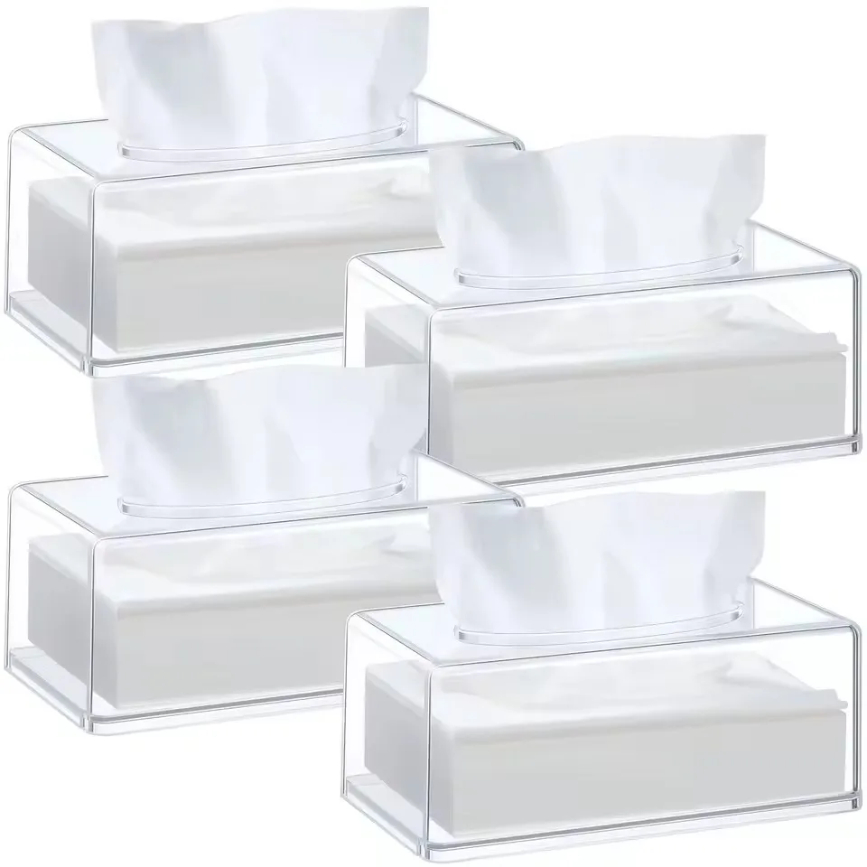 1pcs Clear Tissue Dispenser Box Plastics Transparent Restaurant Hotel Tissue Box Paper Rack Kitchen Organization Tissue Boxes 5