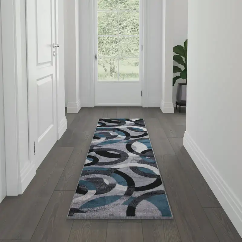 

Collection Geometric 2' x 7' Blue and Gray Olefin Area Rug with Jute Backing, Living Room, Bedroom My singing monsters Kuromi Al