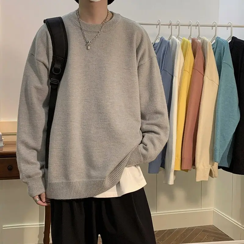 

New Autumn Pullover Men's Sweater O-neck Solid Color Long Sleeve Warm Slim Sweaters Men Casual Fashion Sweater Men Clothing B49