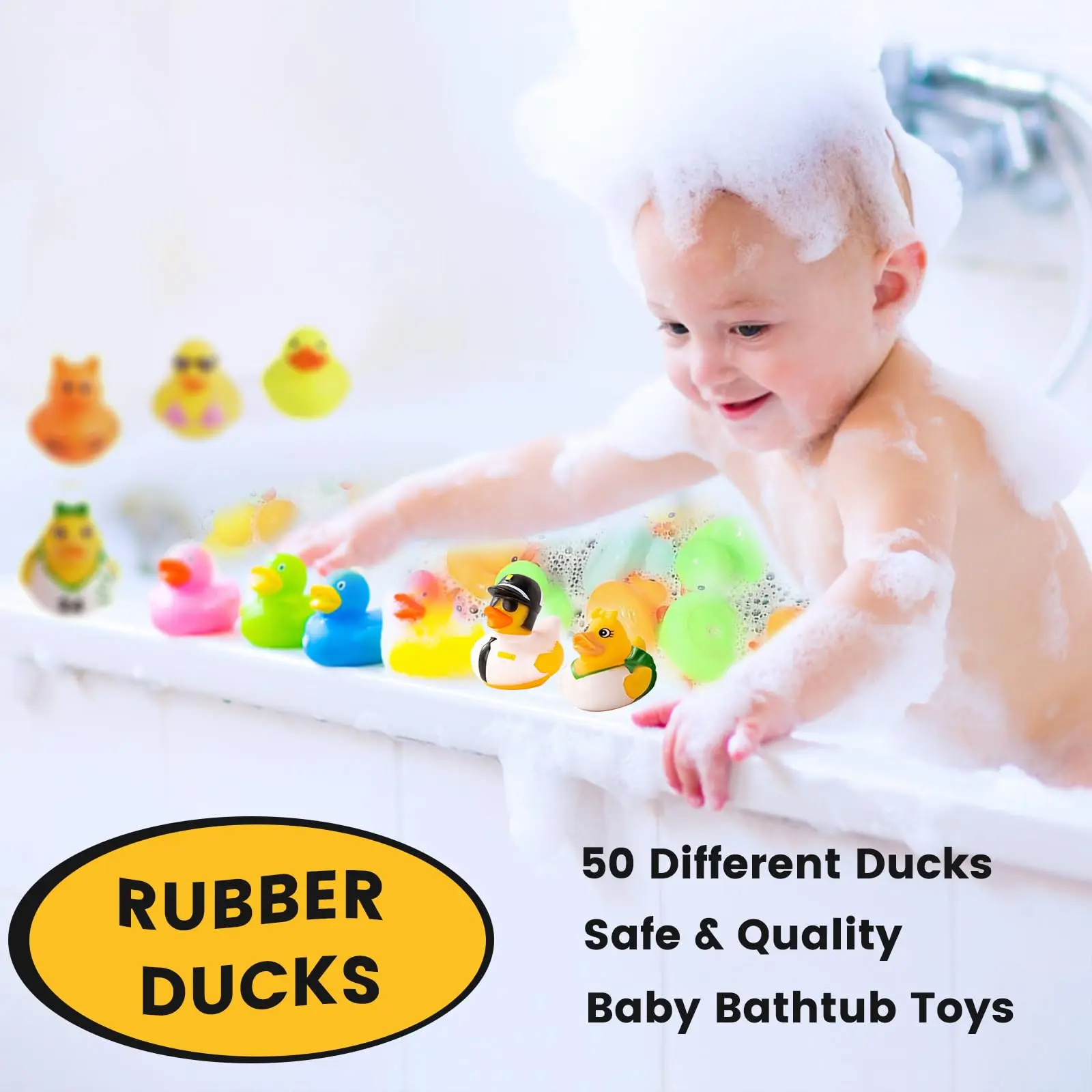 1-100pcs Rubber Ducks in Bulk,Assortment Duckies for Jeep Ducking Floater Duck Bath Toys Party Favors 5