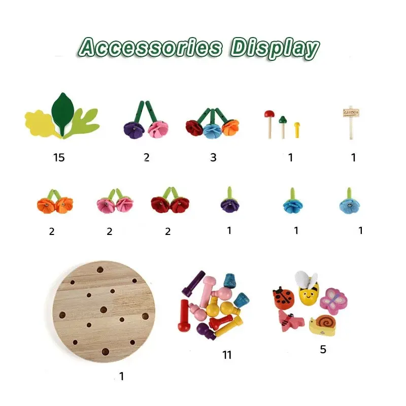Montessori Giocattolo Giardino Fiori In Plastica, Set Costruzione Da 3 A 6 Anni, Con Custodia, Regalo Educativo