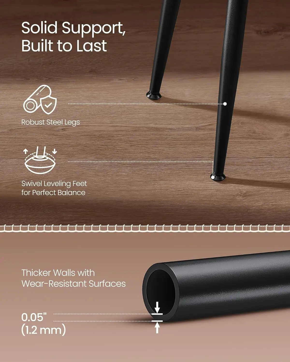 Dining Chairs Set of 2,Upholstered Kitchen Chairs, Comfortable Seat, Synthetic Leather with Stitching,Mid-Century Modern