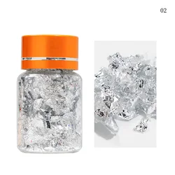 Gold Leaf Flakes & Foil Paper for DIY Nail Art & Jewelry Decoration (Silver)