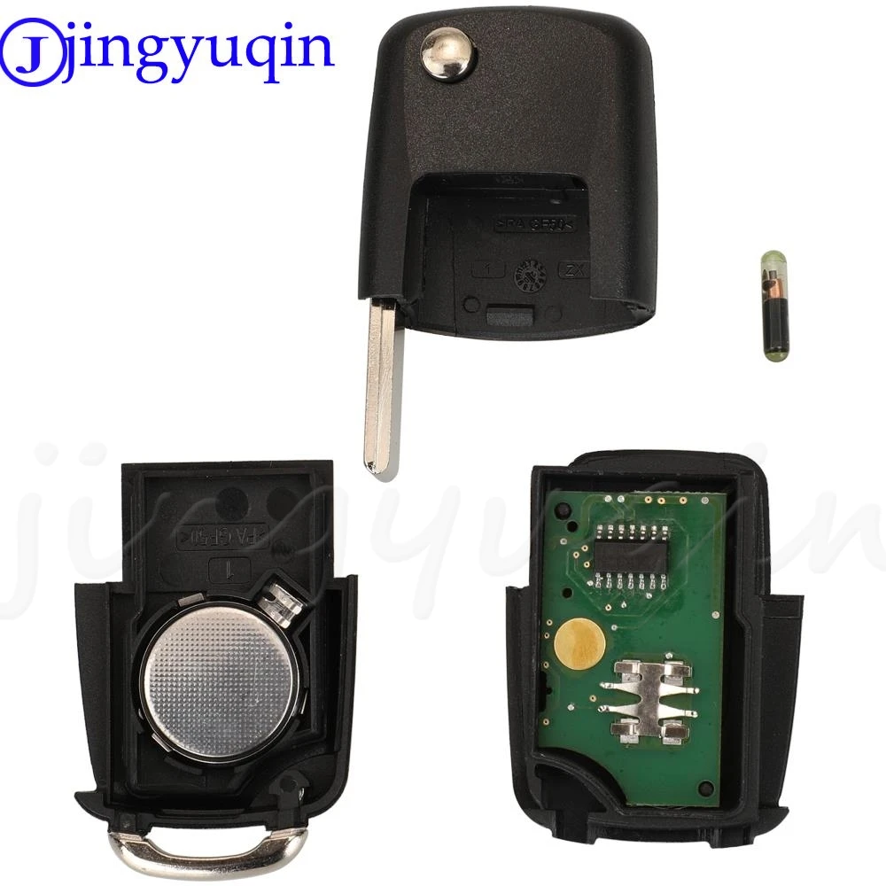 Jingyuqin 3-Button Remote Flip Key Fob with 434MHz ID48 Chip