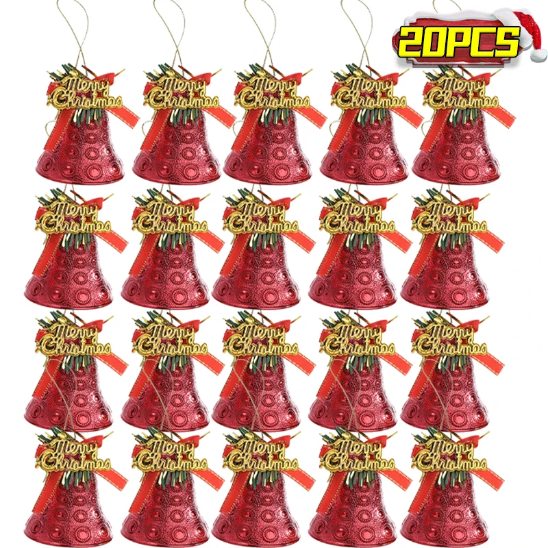 20/4 piezas de colgantes de campanas navideñas, guirnaldas de árboles de Navidad, adornos colgantes de campanas para el hogar, fiestas de Navidad y Año Nuevo, manualidades de decoración DIY