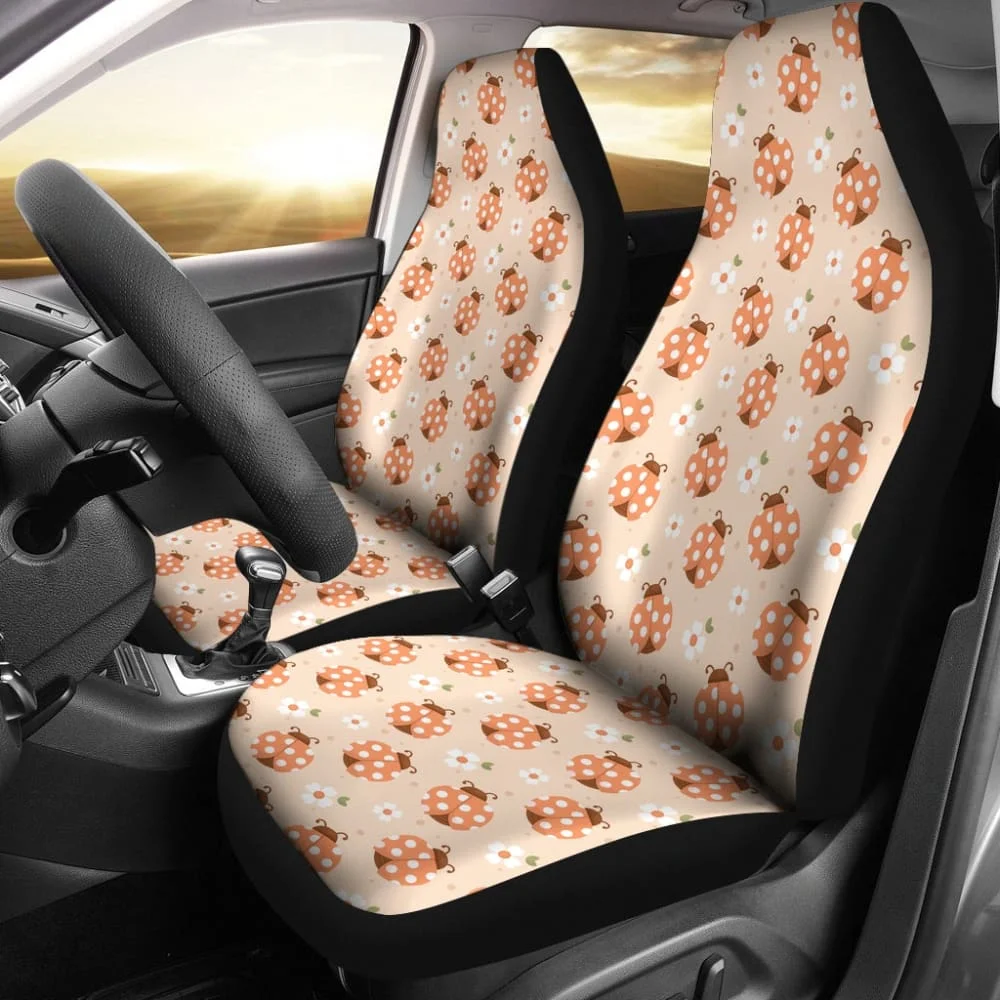 

Cute Set of Ladybug Pattern Car Seat Covers,Pack of 2 Universal Front Seat Protective Cover