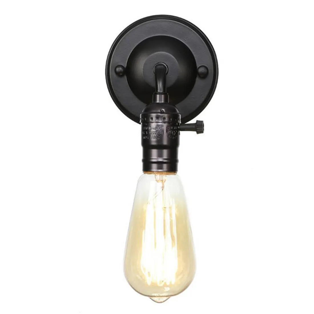 LED Wall Lamp Pull Chain Switch Scones Chrome Loft Style Retro Vintage Iron Bedroom Bedside Stair