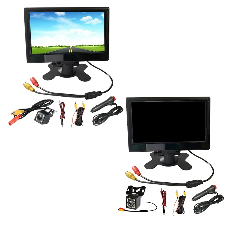 

12V-24V 7 Inch TFT LCD Color HD Monitor With Camera For Car CCTV Reverse Rear View Car Electronic Accessorie