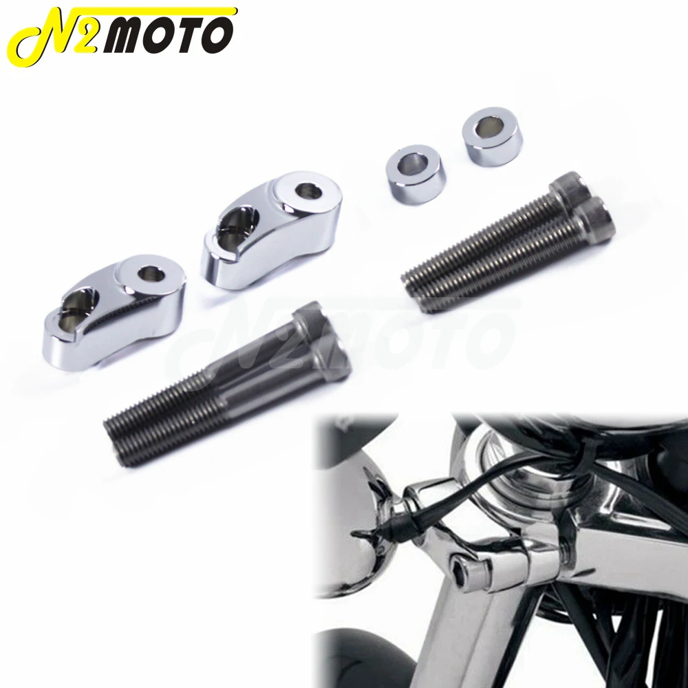 Per Harley Sportster Dyna Wide Glide Xl 883 1200 Anteriore Segnale Di Girata Relocation Kit Adattatore Di Montaggio 39-49 Millimetri Tubo 1987-2007
