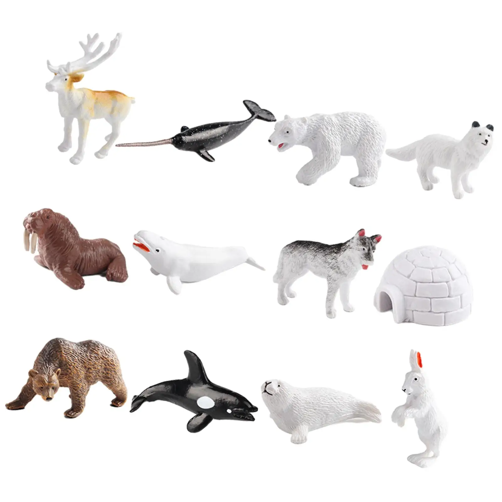 

12Pcs Polar Animal Figures Toy Simulation Collections Decoration Wildlife Animals Figurine for Kindergarten Holiday Festivals