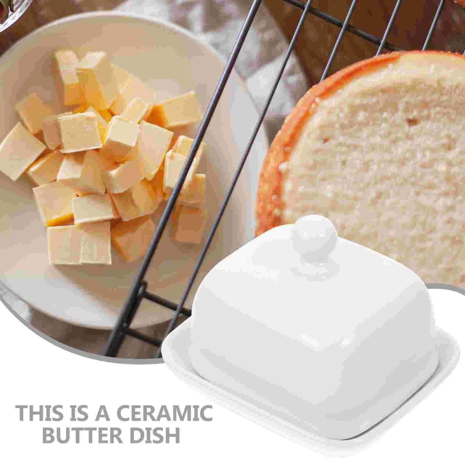 French Butter Dish Ceramic Box Cracker Tray Storage Container Kitchen Supply