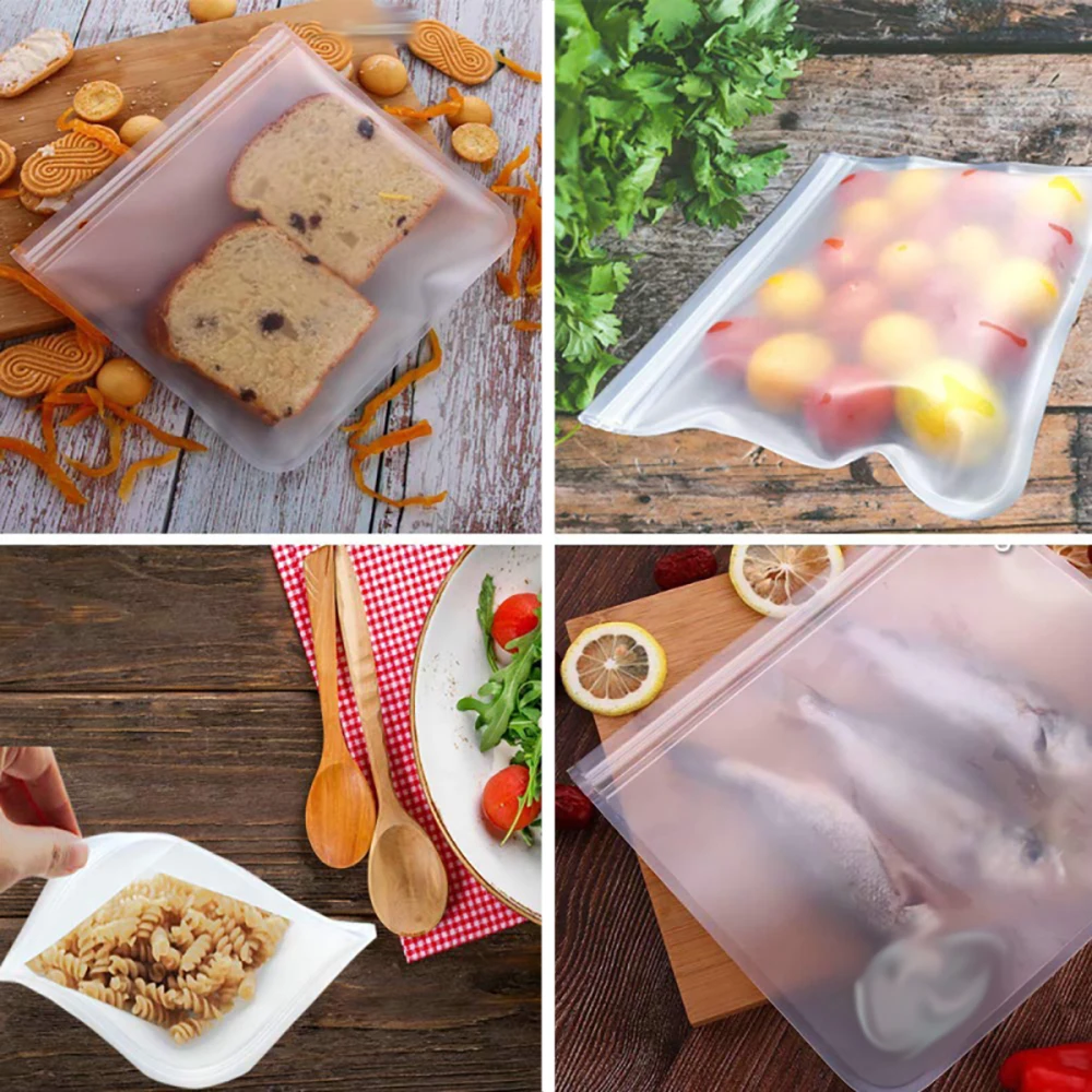 Food Storage Bags 10Pcs Silicone Food Storage Bag Leakproof Reusable Stand Up Zip Shut Bag Cup Fresh Food Storage Fresh Wrap