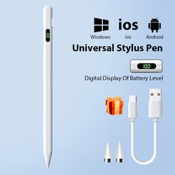 Universal Stylus Pen with LED Power Display for Tablets and Touchscreen Devices (Be common(white))