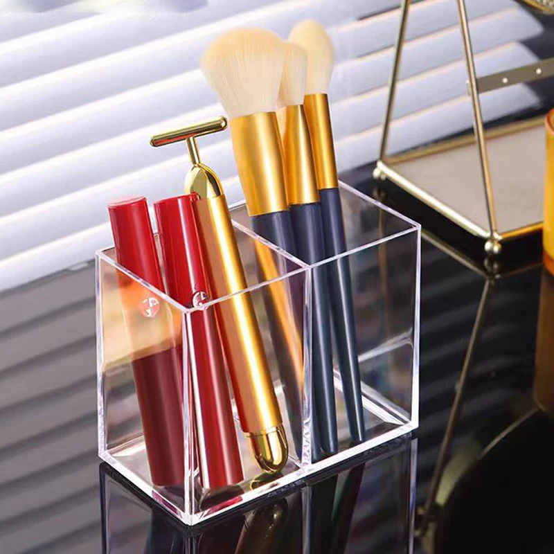 Makeup Brush Holder Makeup Organizer Cosmetic Storage Box Lipstick Eyebrow Pencil Display Stand Acrylic Transparent Plastic Box 5