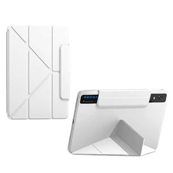 Protective TPU Case with Air Cushion Corners and Foldable Multi - Angle Stand (WHITE)