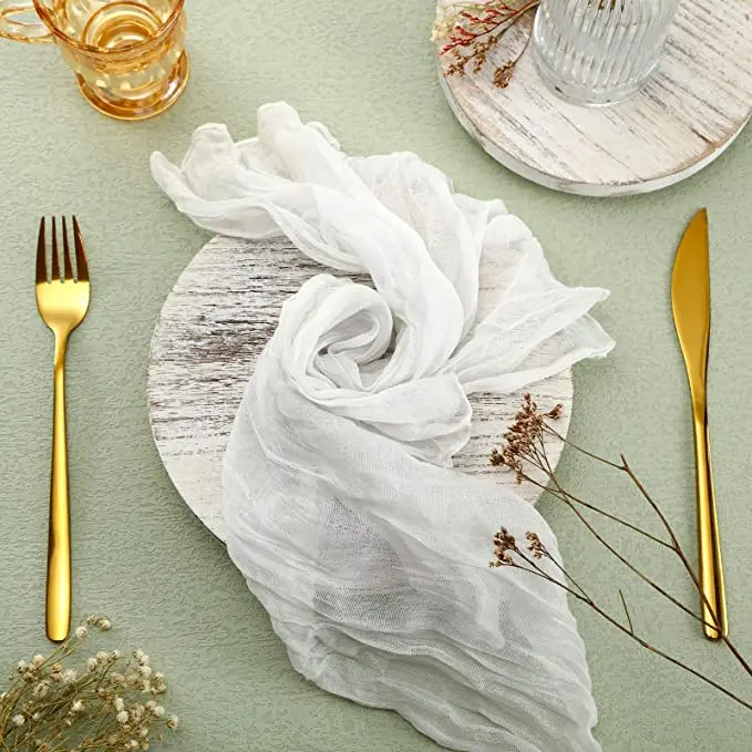 Sage Gauze Cheesecloth Napkin Table placemats Setting Dining Wedding Party Banquets Christmas Banquets Arches Cake Decor 4PC