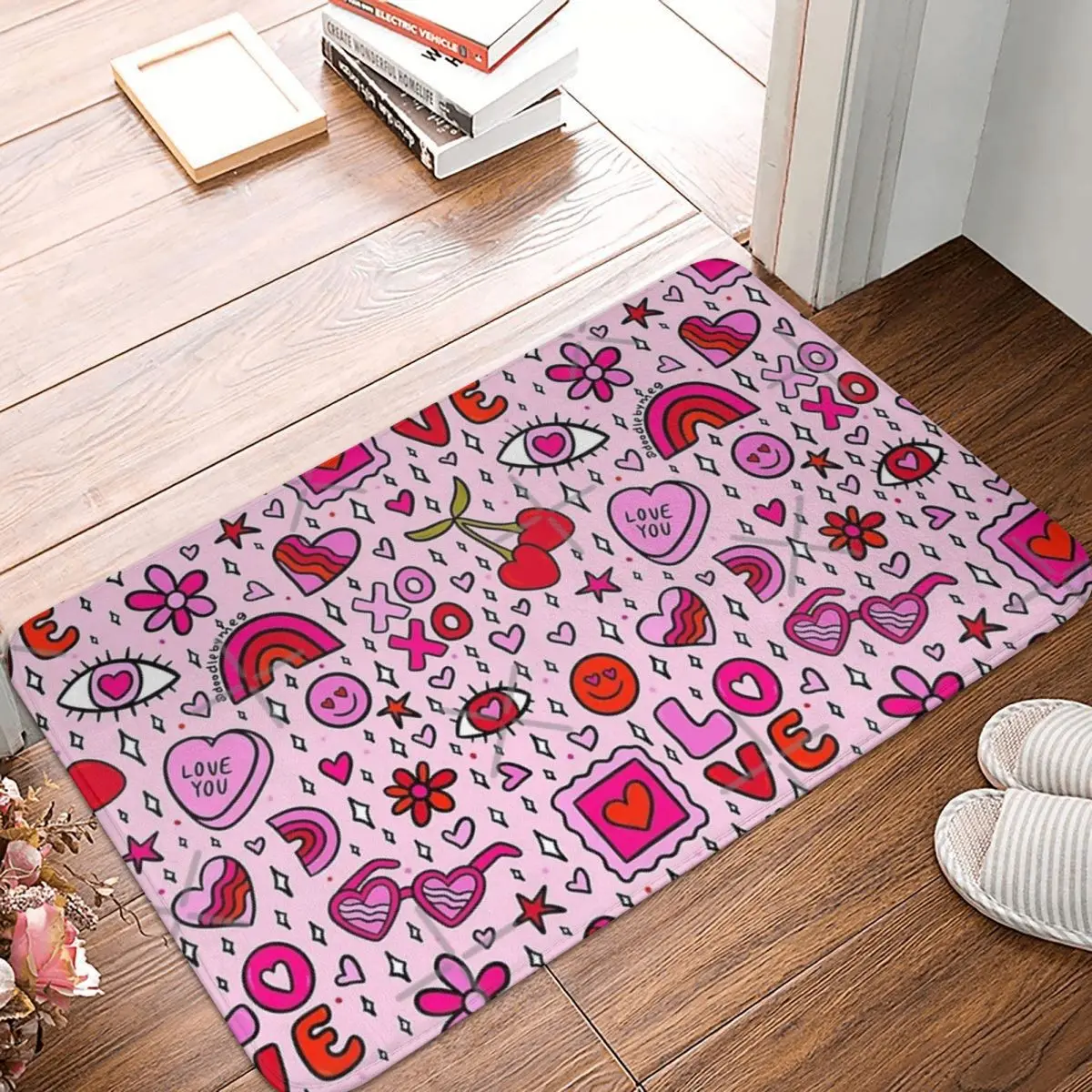 

Valentine Print 40x60cm Carpet Polyester Floor Mats Retro Living Room Carpets