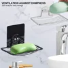 1PC Stainless Steel Soap Rack Punch-free Nail-free Bathroom Single Layer Drain Wall Hanging Sucker Soap Box Light Luxury Shelf 5