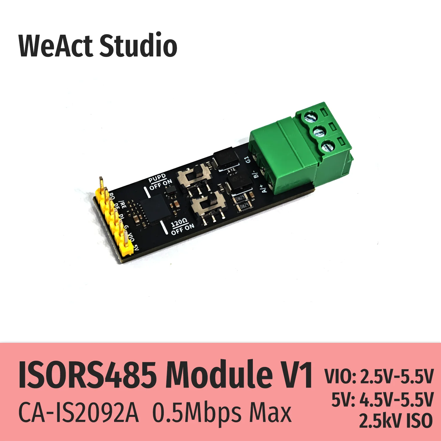 WeAct ISORS485 모듈 V1 CA-IS2092A 0.5Mbps 2.5kV 절연 2.5-5.5V I/O RS485 트랜시버 보드 Uart to 485