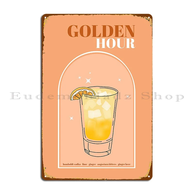 

Золотистый коктейльный металлический знак пещера для кинотеатра, создание семейного клуба, жестяной плакат