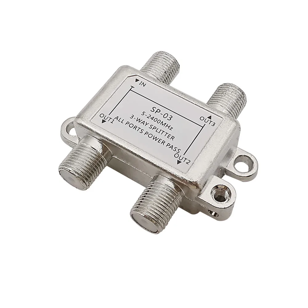 Splitter A 3 Vie 1 In A 3 Out Segnale Tv Antenna Satellitare Distributore Tv Via Cavo Coassiale 5-2400Mhz Connettore Femmina Di Tipo F Sp-03