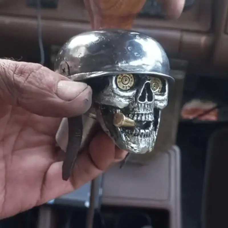 1pcs Skulls Soldier Grip - Handcrafted Gear Knob,Sliver Skulls Car Stick Shifter Handle,Skeleton Style Transmissions