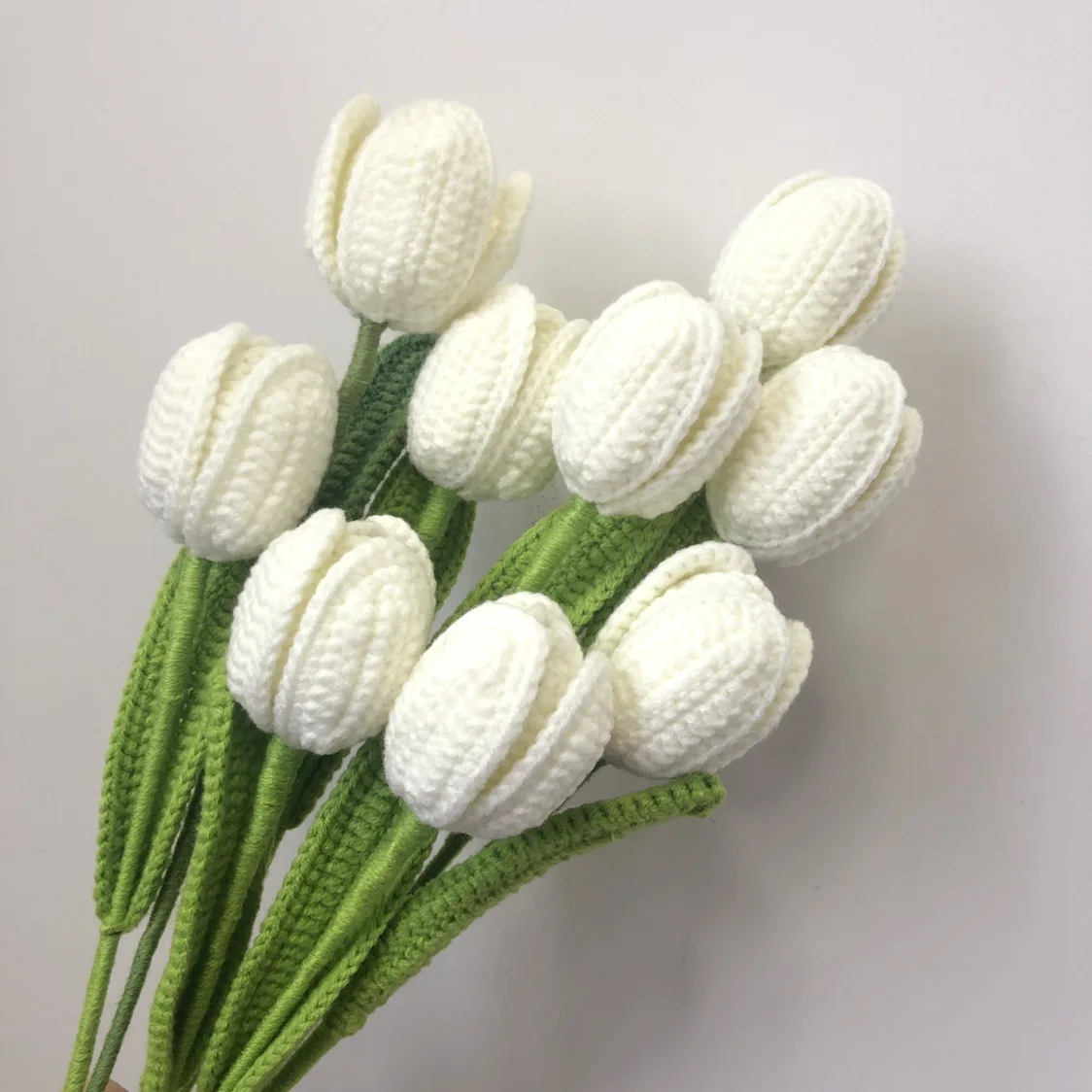 Handgemaakte Gebreide Kunstbloemen Tulpen Voor Huisdecoratie Kleurrijke Katoenen Garen Nep Bloem Voor Vaas Handgemaakte Moederdag Cadeau