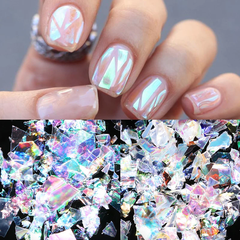 

1 Pack Glitter Glass Nail Sequins Paper Sparkly Mirror Irregular Flakes Slices 3D Nail Art Decorations Tips Paillette Manicure