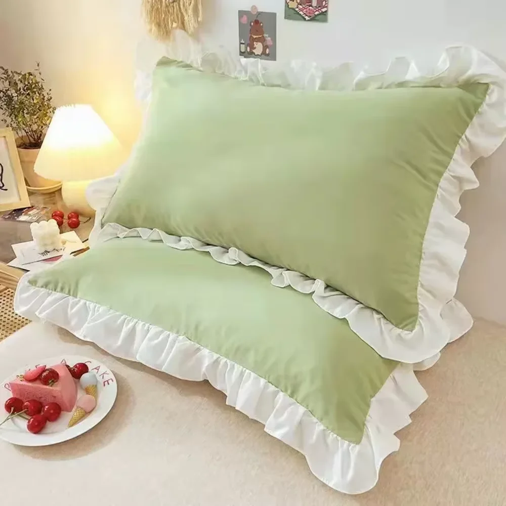 European Princess Pillow Cover Cushion Ruffle Pillow Sham Decorative Cotton Pillowcases with Invisible Zipper 6
