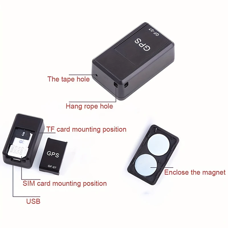 휴대용 미니 GPS 추적기, 마그네틱 부착물, 지능형 위치 장치, SIM 정보 로케이터 GF-07