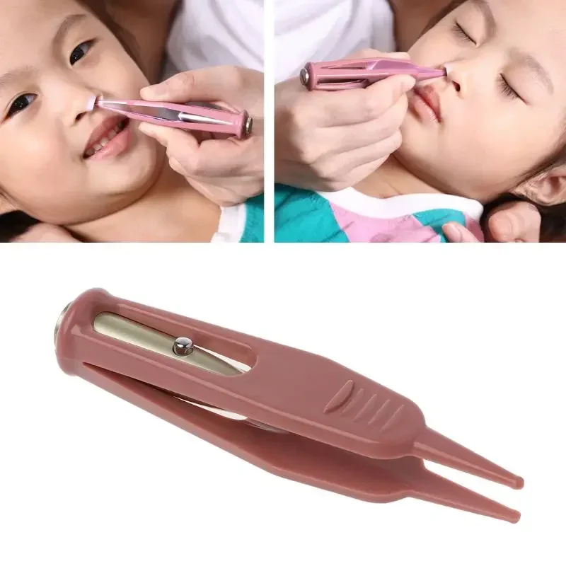 Nasal Tweezer Nose Cleaning Tweezers Cleaning Tweezers Clean Tweezer Baby Flashlight Dig Booger Clip Infants Clean Ear Nose Navel Visible Safety Tweezers Safe Forceps Cleaning