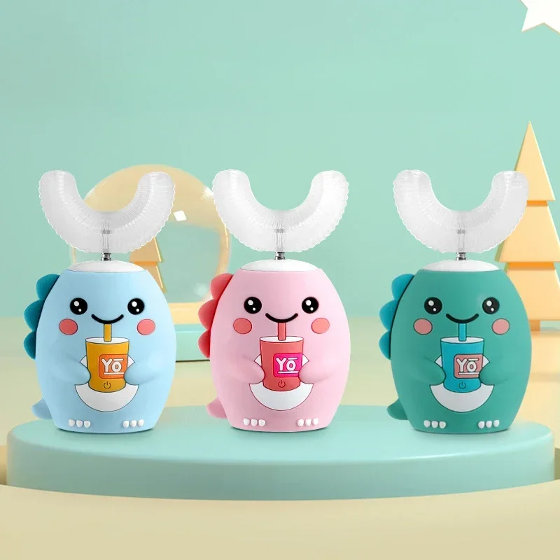 Cute Child Electric Toothbrush Smart Kids Teeth Toothbrush Cartoon Pattern Toddler 360 Degree Children U Brush Gift