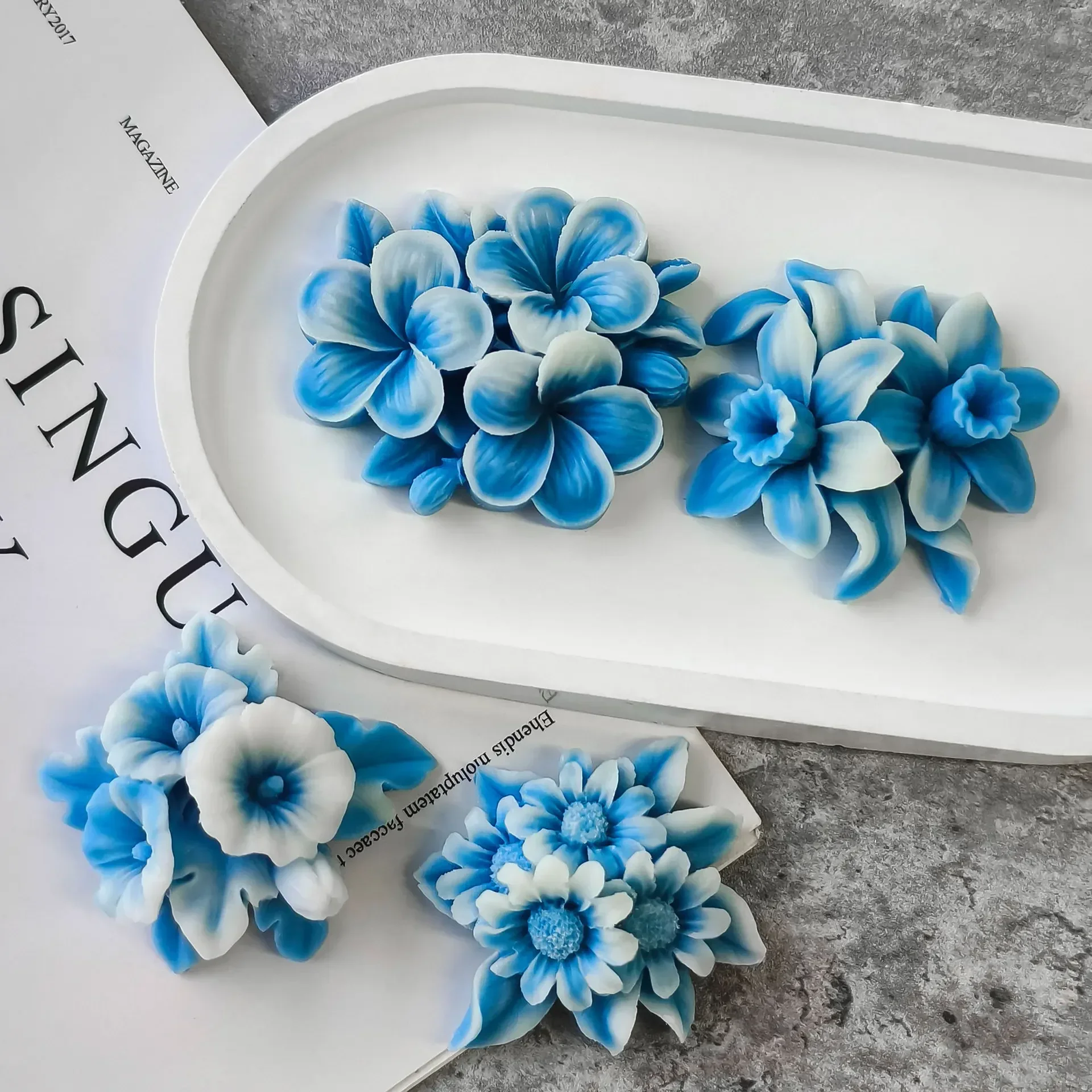 Aromatherapy candle mold Silicone candle molds Silicone candle mold Candle mold DIY Floral Resin Mold for DIY Aromatherapy Candles Diffuser Stones Plaster Handmade Soap Petal Resin Crafts and Home Decoration