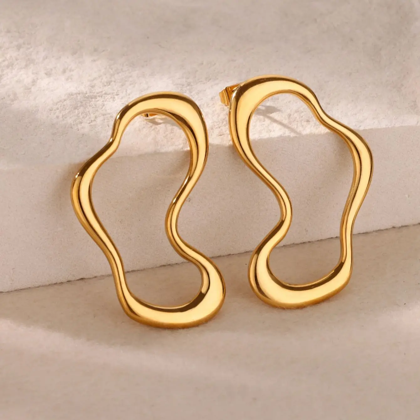 Stainless Steel Hollow Irregular Earrings For Women