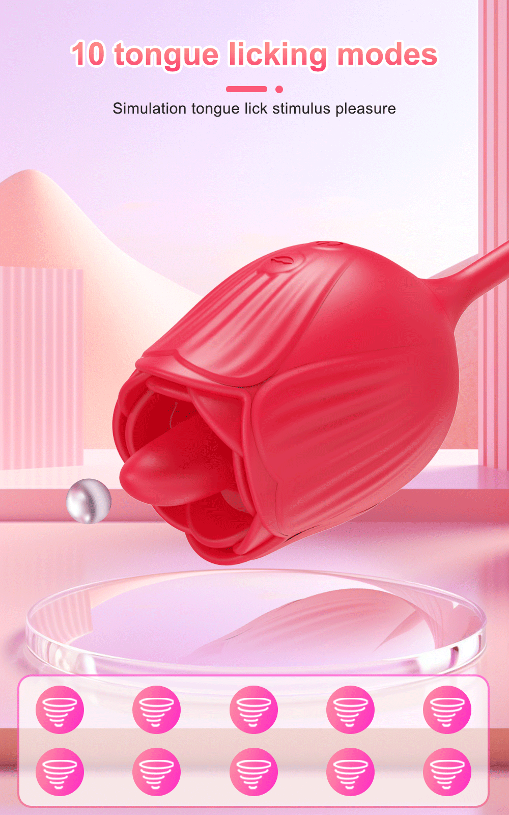 Keele lakkumise tõukav vibraator naistele G-punkti 3-in-1 kliitori stimuleerimiseks ja nibude masseerimiseks täiskasvanutele naistele Rose_voghion.com