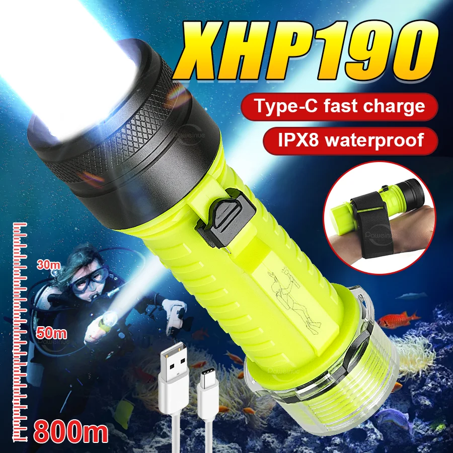 Super bright Underwater Lantern XHP190 Rechargeable Professional