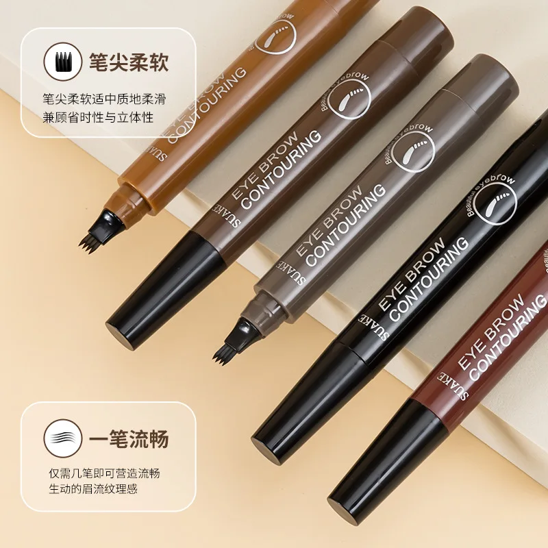 

3pcs Four-forked Liquid Eyebrow Pencil Long Lasting Natrual Waterproof Eyebrow Pen Tattoo Pen Tip Makeup Tools