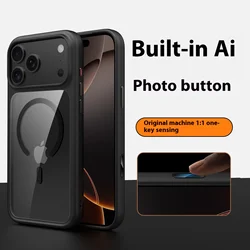 Creative AI Intelligent Camera Button Case with Clear Mixed Armor Magnetic Cover - iPhone 15 Pro (Black)