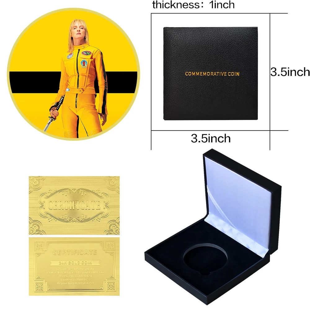 

American Movie Kill Bill Gold Coin with Box Certificate Quentin Tarantino Movie Series Commemorative Coin Craft Collectible Gift