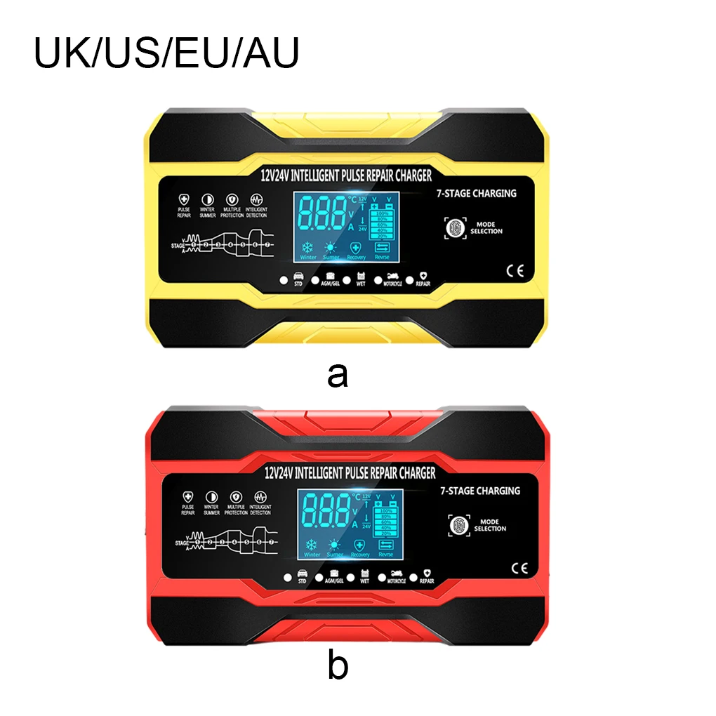 

Зарядное устройство для свинцово-кислотных аккумуляторов, многоуровневая защита, высокая производительность, датчик температуры, красный, для ЕС