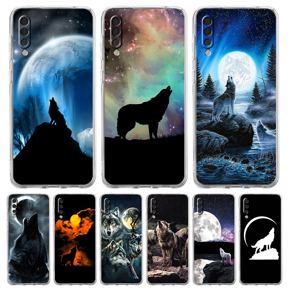 Custodia Per Telefono Di Lusso Moon Roaring Wolf Per Samsung Galaxy A12 A02 A03S A50 A70 A10 A20 A20S A30 A40 Borsa A Conchiglia In Silicone Trasparen
