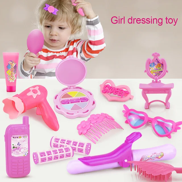 24-32PCS Pretend Play Kid Make Up Toys Pink Makeup Set Princess Hairdressing Simulation Plastic Toy For Girls Dressing Cosmetic 4