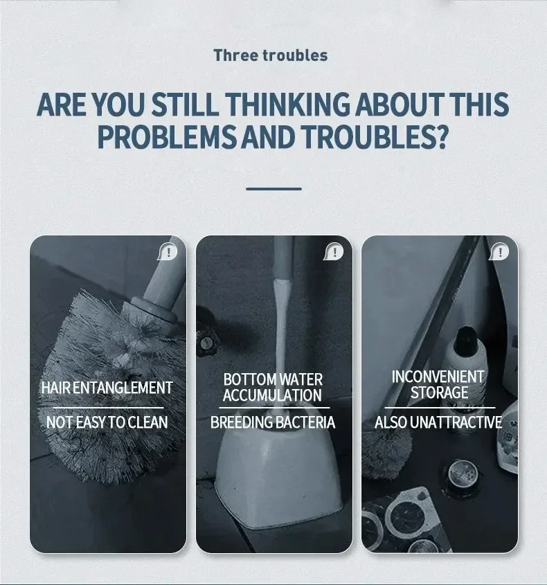 Description Picture 4 of itemWall Hanging Toilet Cleaning WC Brush Holder Long Handled Silicone Water Proof Quick Drying Soft Bristles Bathroom Accessories