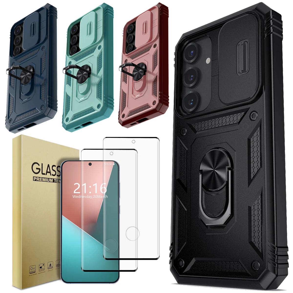 For Samsung Galaxy S25 S25 Plus S25 Ultra Case Shockproof Heavy Duty Protective Cover And 2pcs Tempered Glass Screen Protector