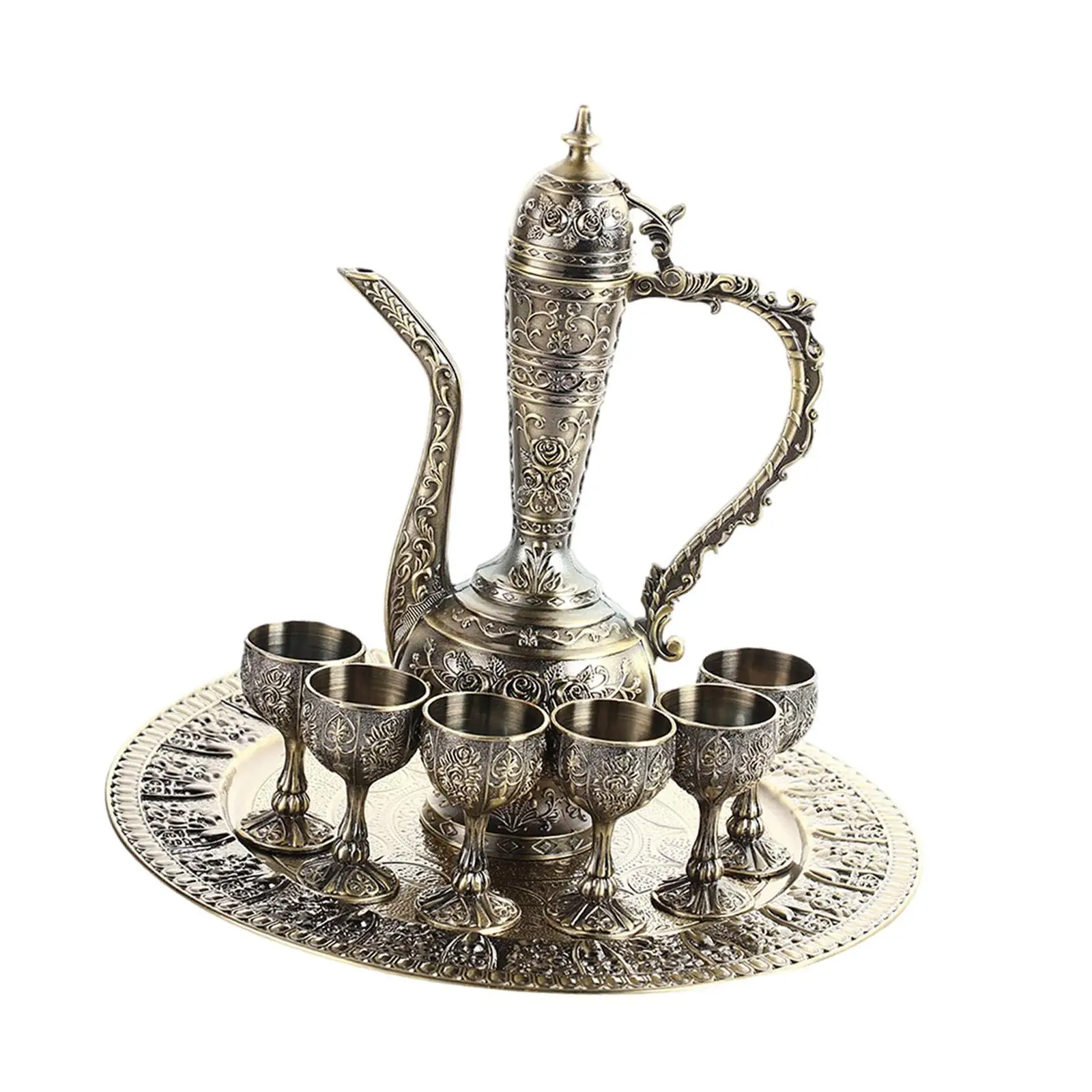 European Turkish Coffee Pot Set Metal Cup Beverage Drinkware for Living Room European Turkish Coffee Pot Set Metal Cup Beverage Drinkware for Living Room