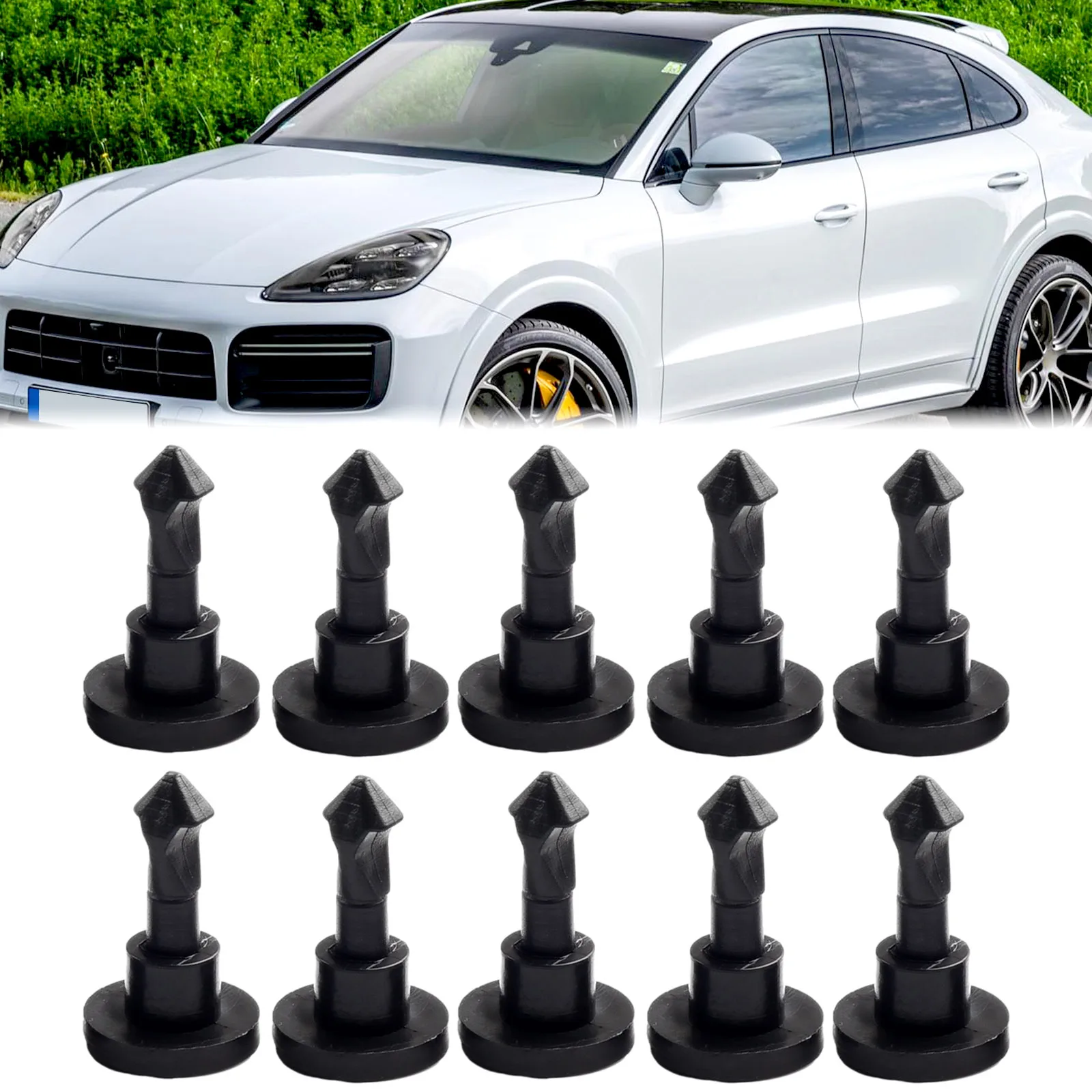 

10 Pcs Black Plastic Auto Parts Engine Cover Screw Clips For Hair 03-10