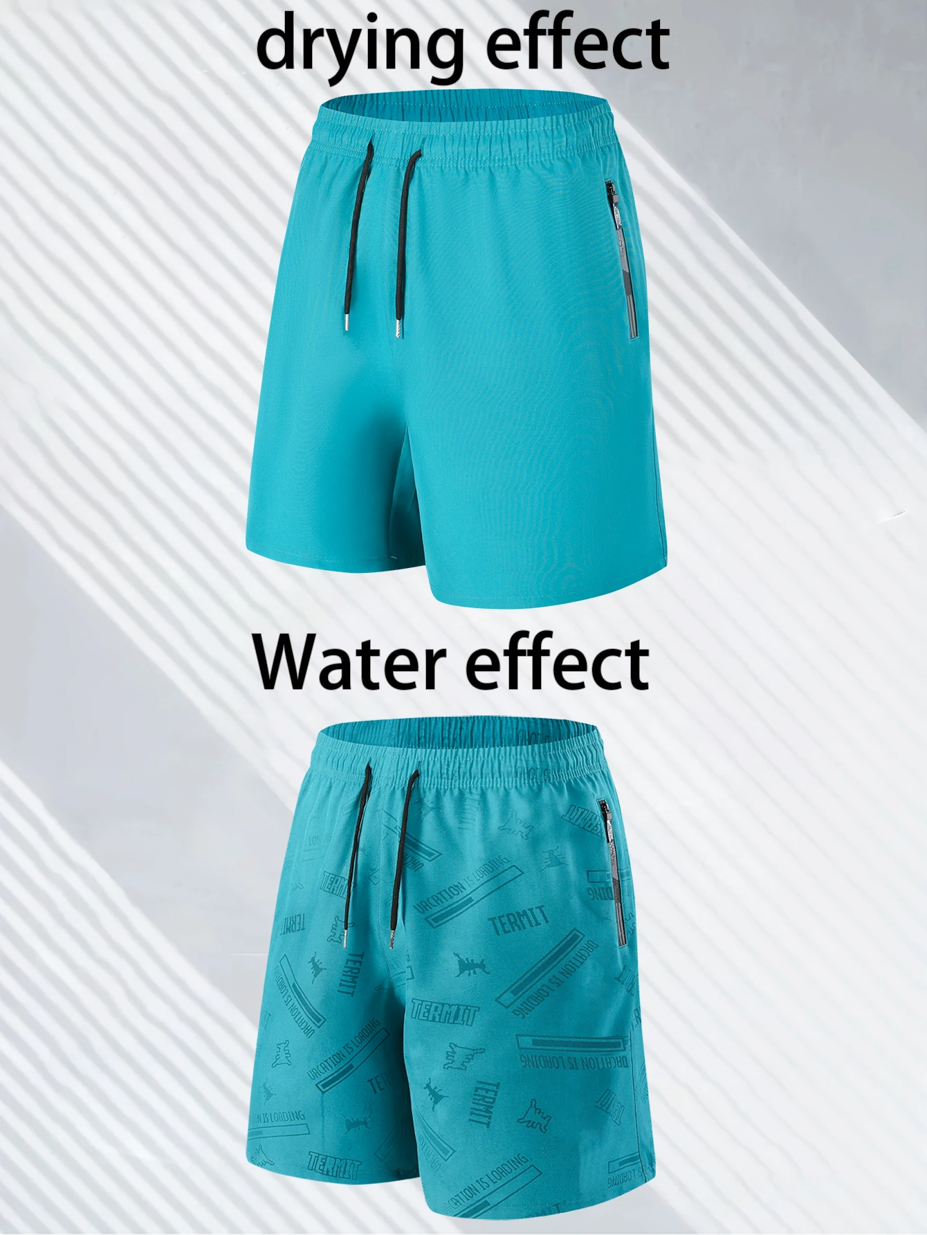 Men's Quick Dry Water Activated Color Changing Shorts Casual Beach Swim Trunks with Zipper Pockets Lightweight Breathable Runnin